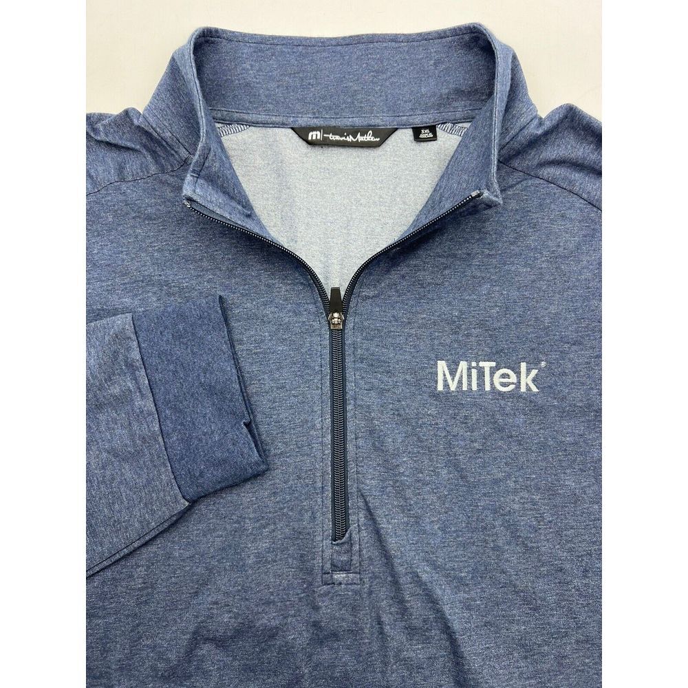 Travis Mathew 1/4 Zip Pullover Golf Shirt Mens 3XL XXXL Stretch‎ Blue L/S MiTek